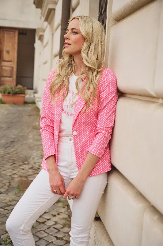 Esqualo Pink Blazer Stretch Block Print