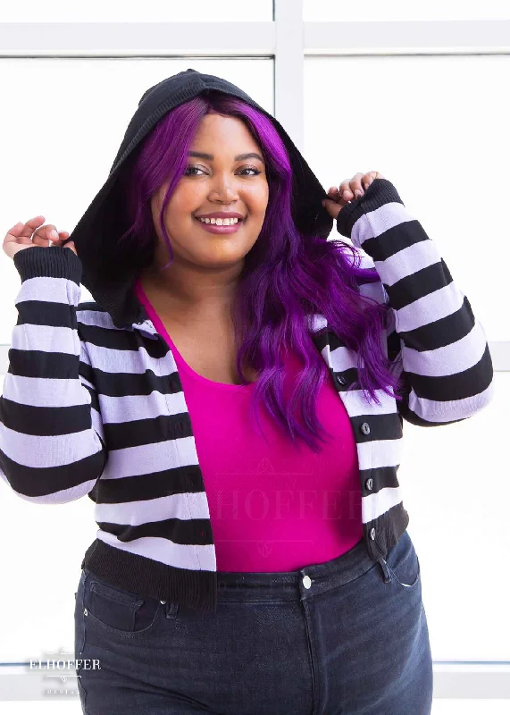 Essential Hooded Cardigan - Pastel Lilac Goth