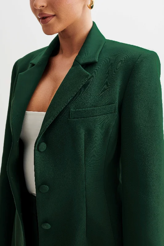 Greer Hourglass Suiting Blazer - Forest Green