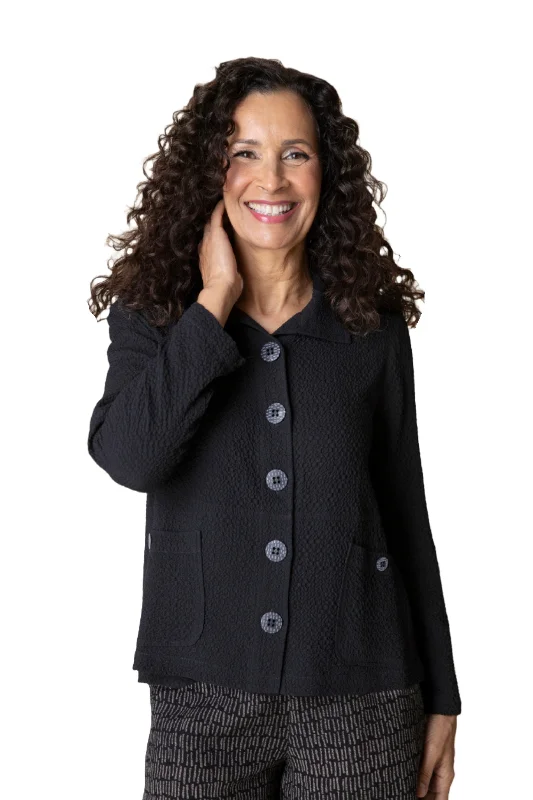 Habitat Crinkle Crepe Short Swing Jacket in Black - 21312-BLK