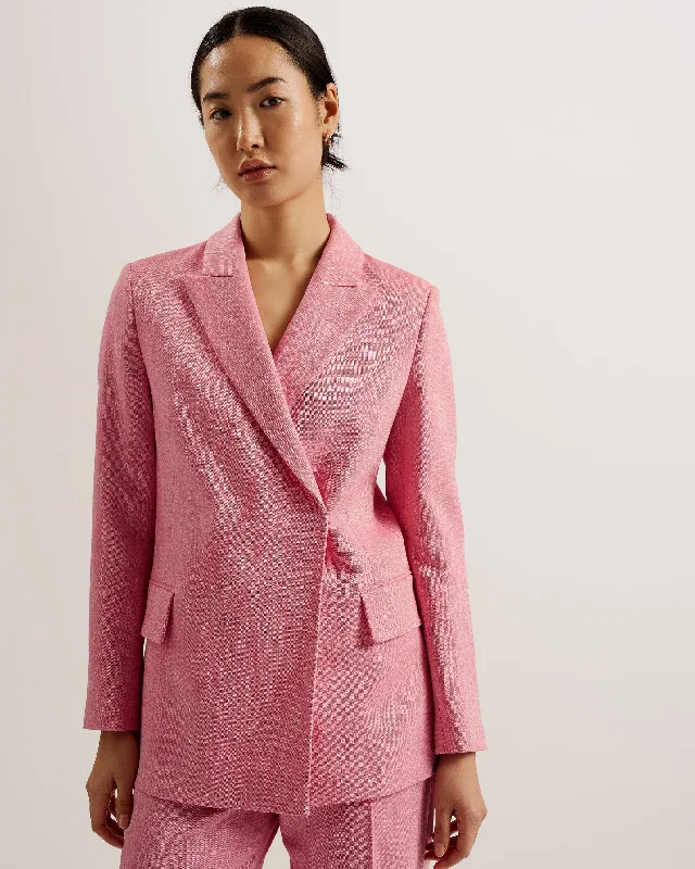 Hiroko Oversized Double Breasted Blazer Coat Pl-Pink