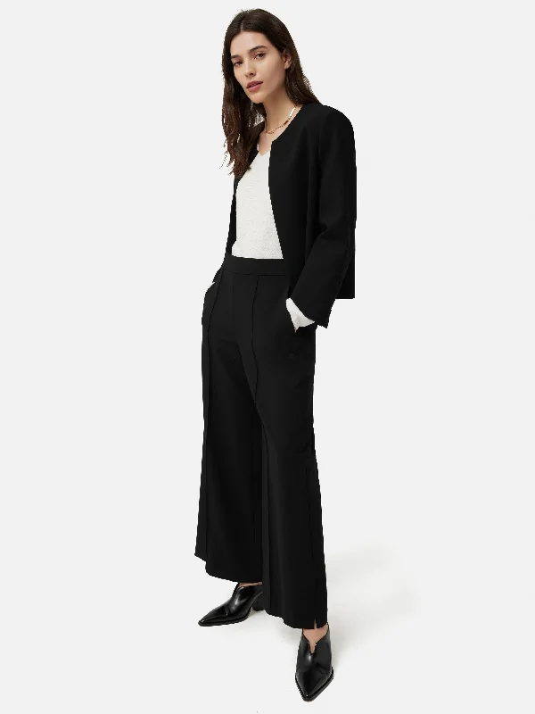 Italian Modern Crepe Short Jacket | Black