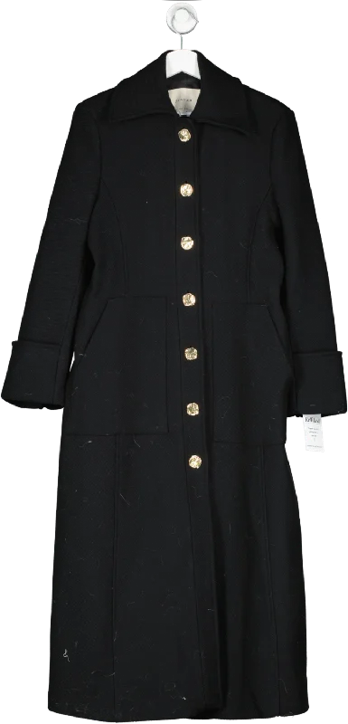 Jigsaw Black Italian Wool Military Coat UK 10