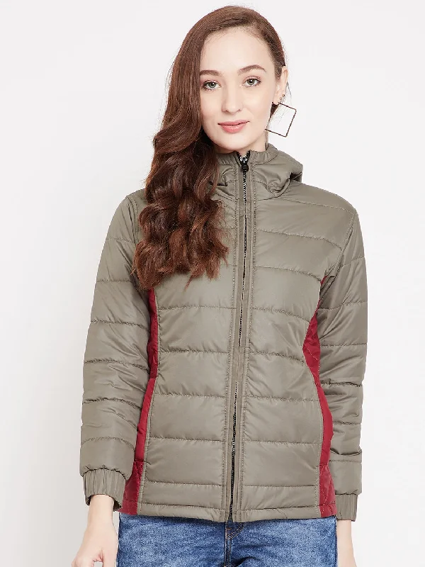 JUMP USA Women Khaki Puffer Jacket