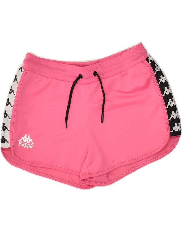 KAPPA Womens Graphic Sport Shorts UK 8 Small Pink Polyester