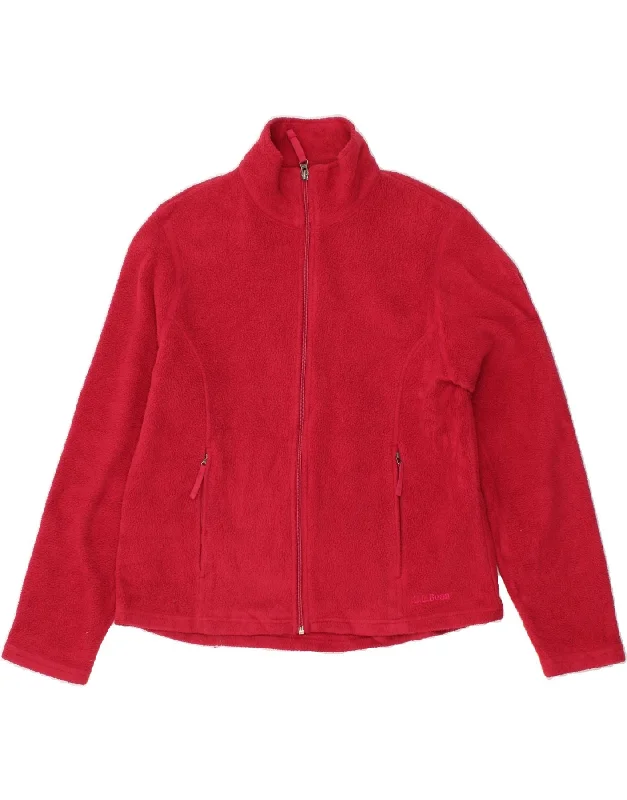 L.L.BEAN Womens Fleece Jacket UK 14 Medium Red Polyester