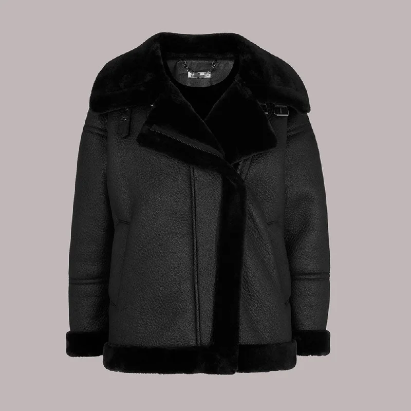 LAUREN FAUX FUR SHEARLING BIKER JACKET