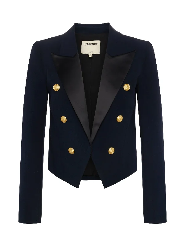 Lila Satin Lapel Blazer