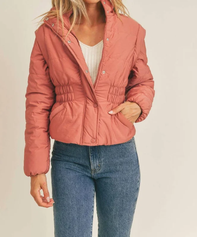 Lover Puffer Jacket In Rose Pink