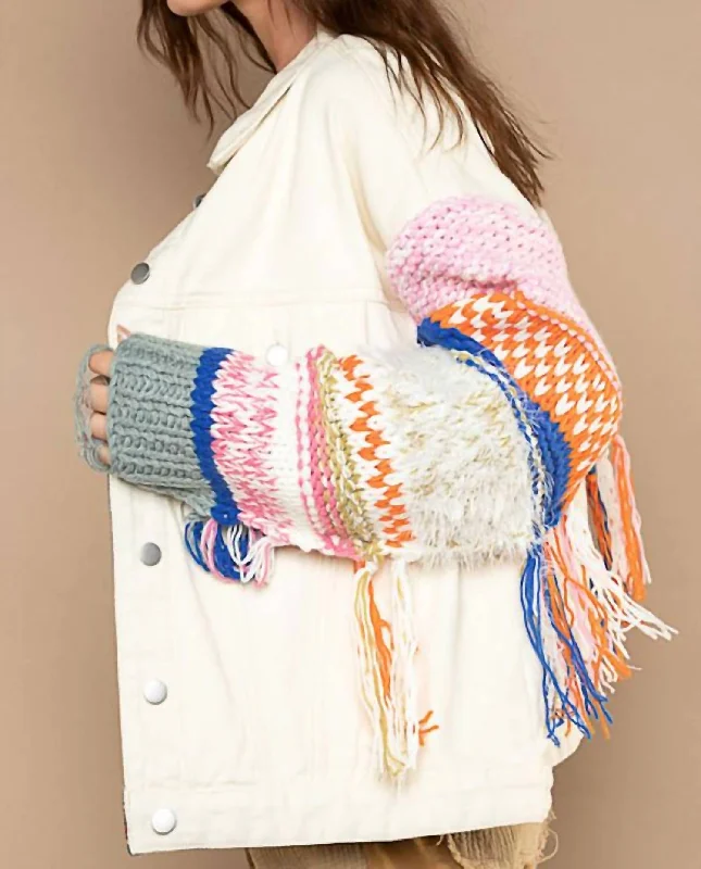 Maxine Sweater Jacket In Off White Multi