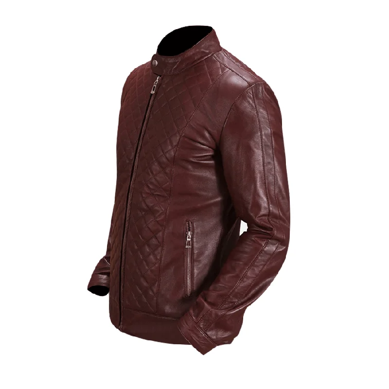 Men's Biker Burgundy Leather Jacket