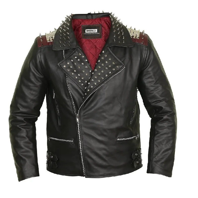 Men's Red Quilted Lining Leather Jacket