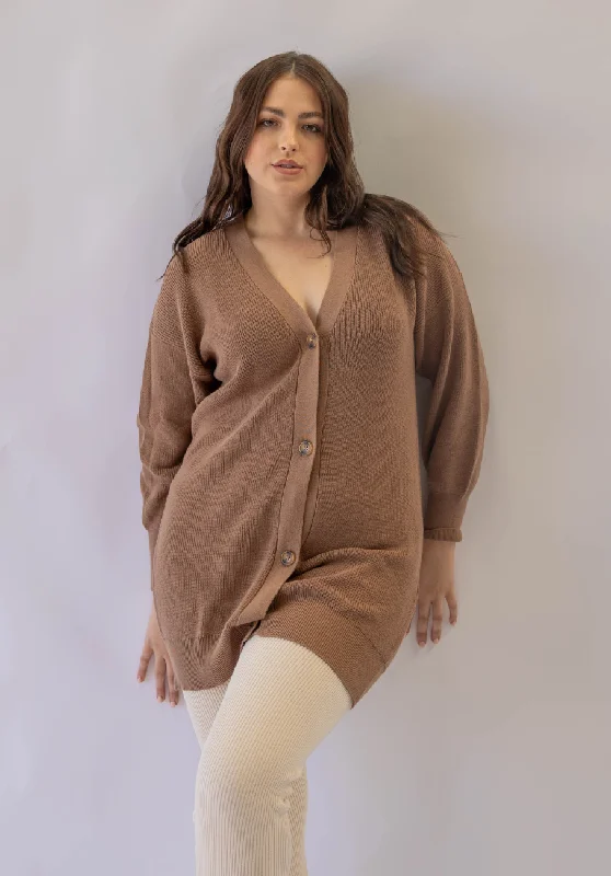 Miann & Co Womens - Ruth V-Neck Cardigan - Café au Lait