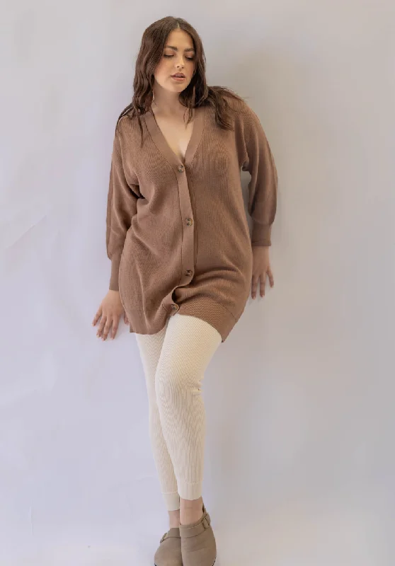 Miann & Co Womens - Ruth V-Neck Cardigan - Café au Lait