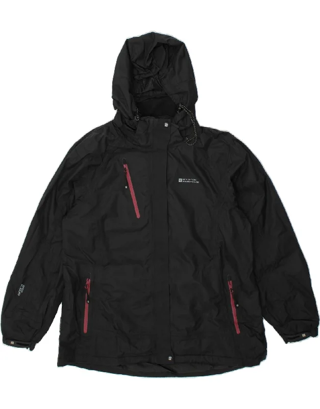 MOUNTAIN WAREHOUSE Womens Hooded Rain Jacket UK 18 XL  Black Nylon