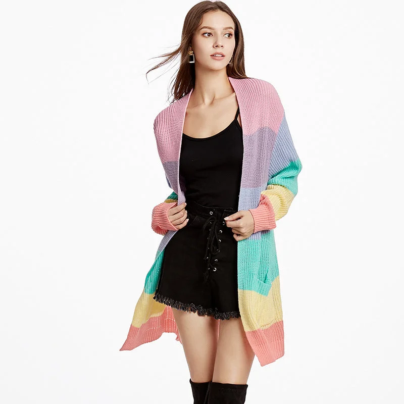 FZ Women's Rainbow Knit Sweater Jacket