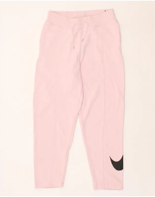 NIKE Womens Graphic Tracksuit Trousers Joggers UK 10 Small Pink Cotton