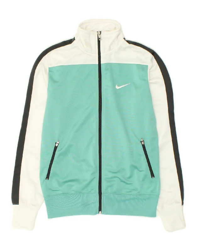 NIKE Womens Tracksuit Top Jacket UK 14 Medium Turquoise Colourblock