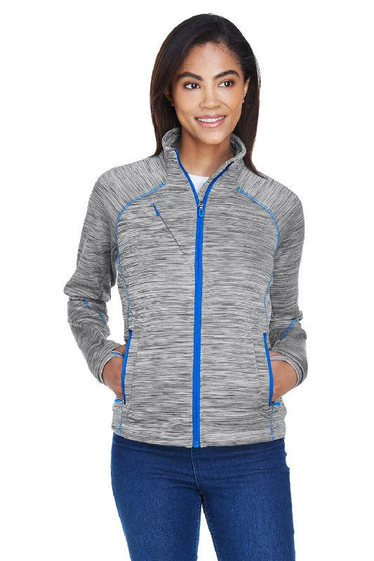 North End Womens Sport Red Flux Full Zip Jacket - Platinum Grey/Olympic Blue