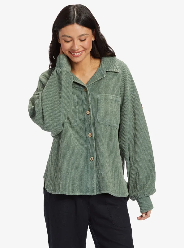 Off Duty Knit Shacket Overshirt - Agave Green