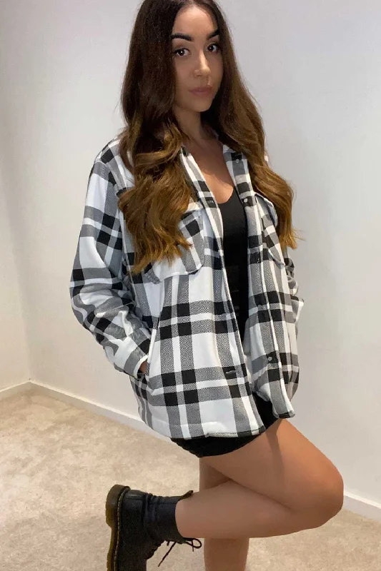 Oversized Shacket Shirt Black And White Check