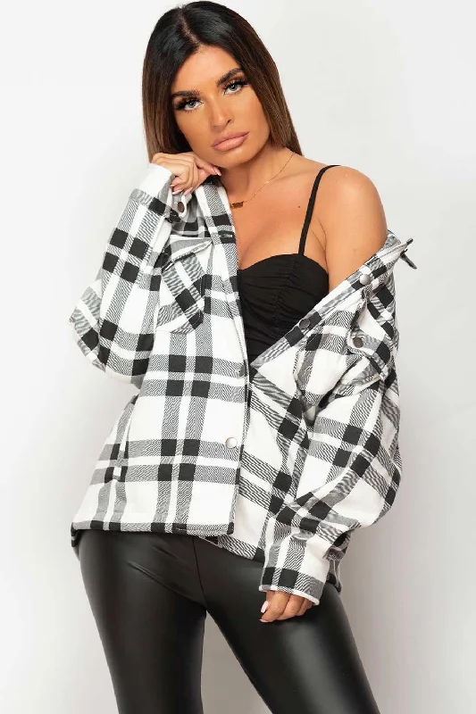 Oversized Shacket Shirt Black And White Check