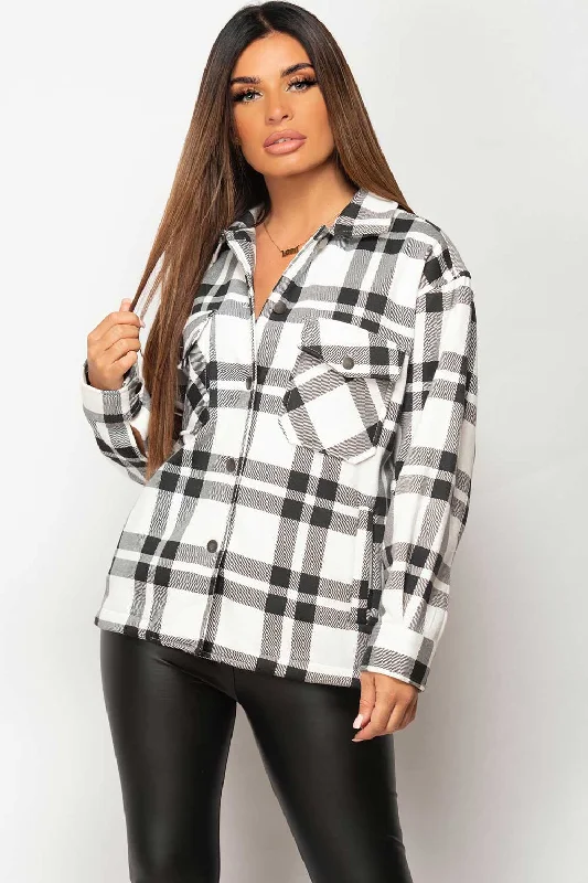 Oversized Shacket Shirt Black And White Check