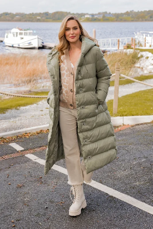 Padded Puffer Coat in Khaki