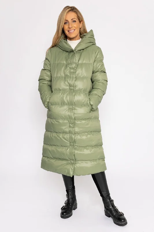 Padded Puffer Coat in Khaki