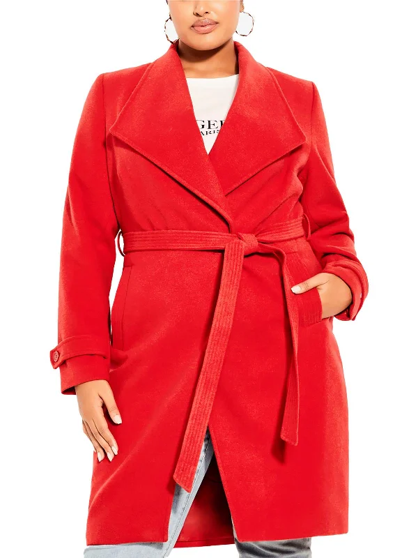 Plus Womens Large Lapel Long Sleeves Long Coat