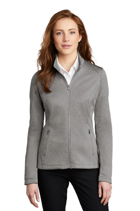 Port Authority Womens Diamond Fleece Full Zip Jacket - Heather Gusty Grey