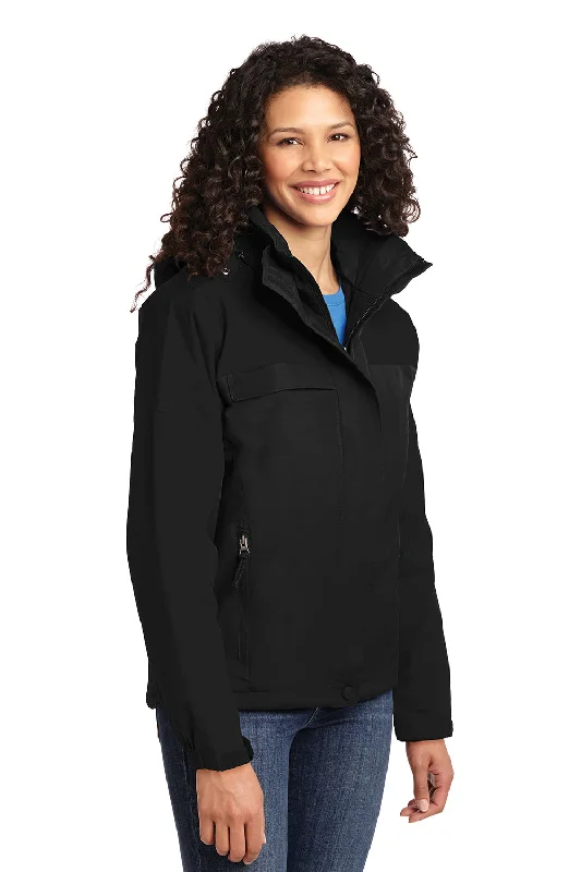 Port Authority Womens Nootka Waterproof Full Zip Hooded Jacket - Black