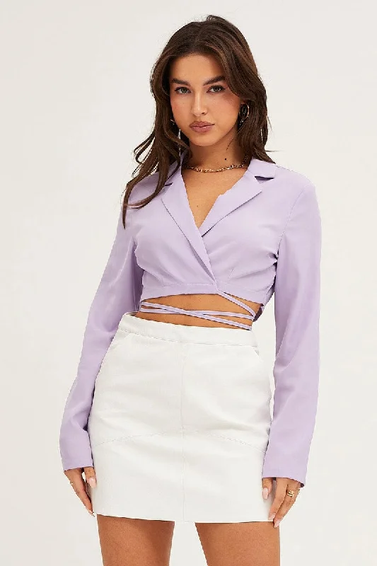 Purple Crop Jacket Long Sleeve