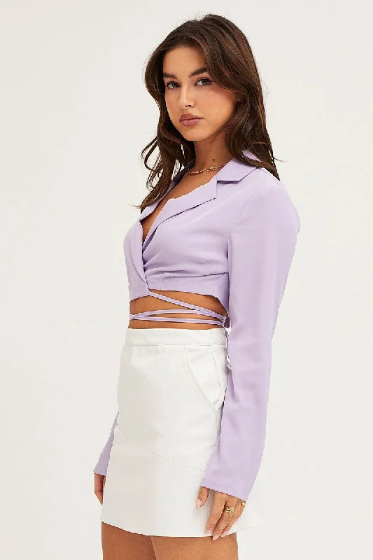 Purple Crop Jacket Long Sleeve