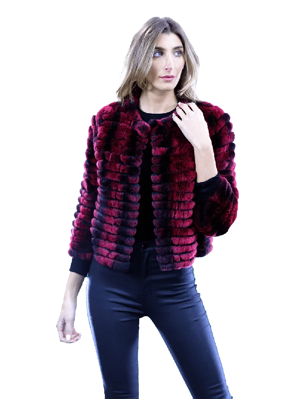 Rex Rabbit Fur Coat - Wine