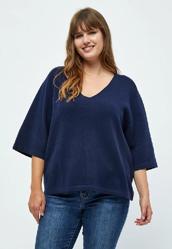 Rosalia Knit Pullover Curve - Black Iris