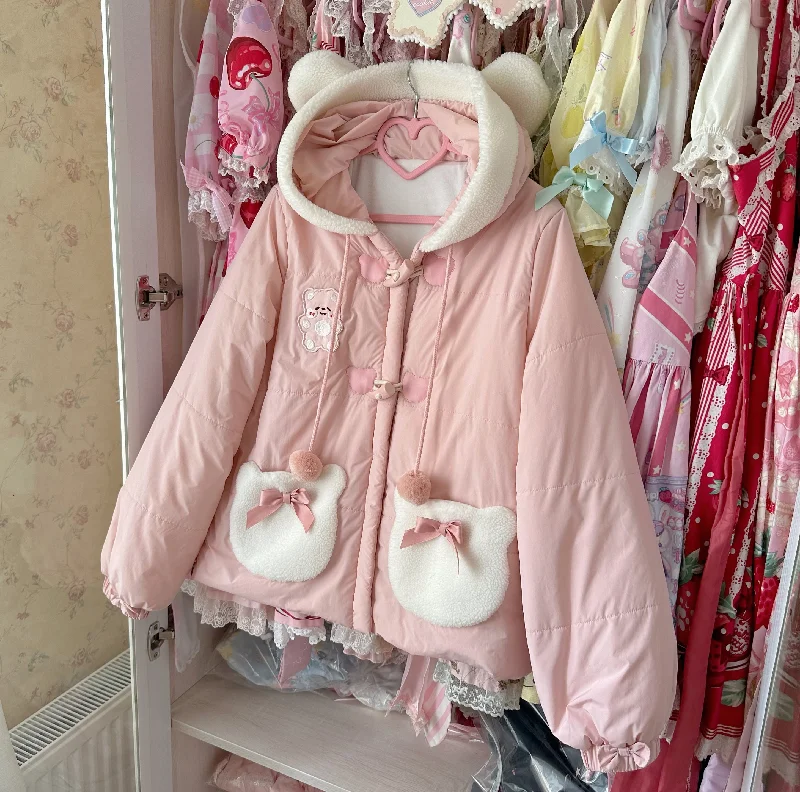 Sissy the shepherd~Bear Pupu~Winter Lolita Padded Coat Cute Pink Lolita coat