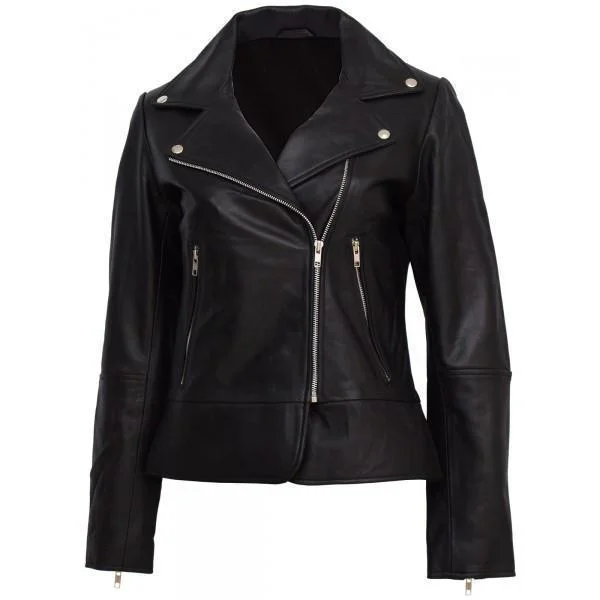 Super Kendall Jenner Olivia Wilde Women Biker Black Leather Jacket