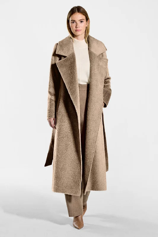 Suri Alpaca Long Notched Collar Wrap Coat