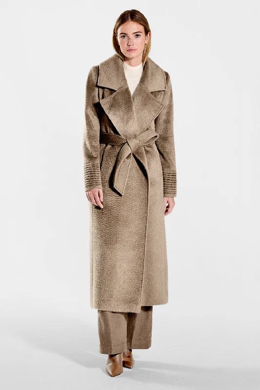 Suri Alpaca Long Notched Collar Wrap Coat