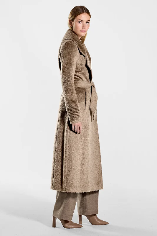 Suri Alpaca Long Notched Collar Wrap Coat