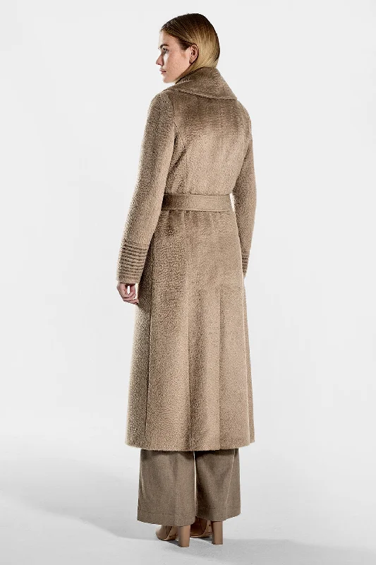 Suri Alpaca Long Notched Collar Wrap Coat