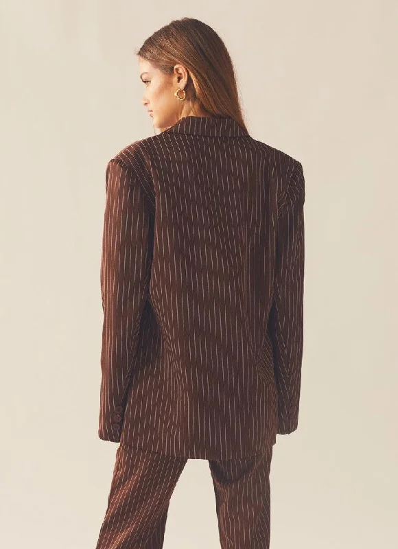 Talula Pinstripe Blazer - Chocolate