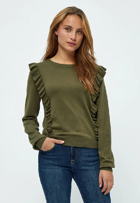 MSVesia Knit Frill Pullover - Ivy green