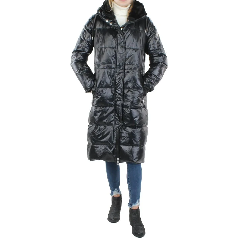 Vince Camuto Womens Faux Fur Water Resistant Puffer Jacket