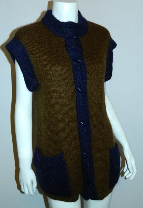 vintage 1970s Yves Saint Laurent tunic / YSL knit MOHAIR sweater vest jacket S - M