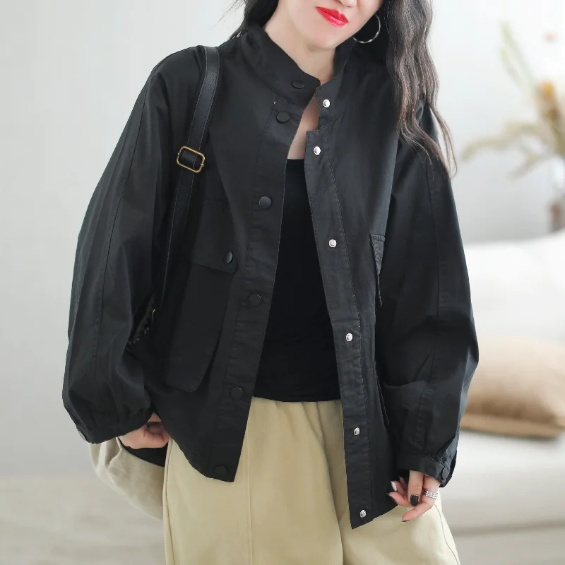 Women Autumn Solid Loose Casual Jacket