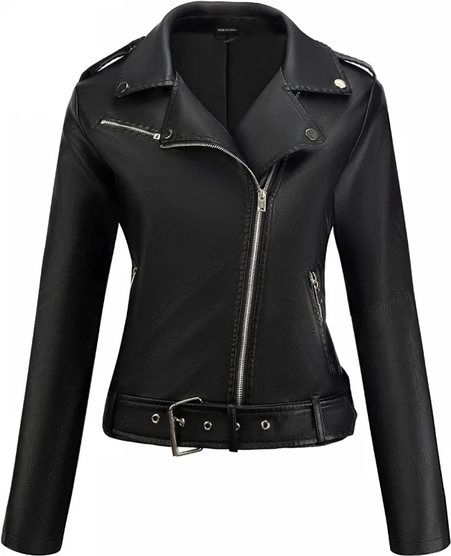 Women’s Stylish Black Motorcycle Leather Jacket