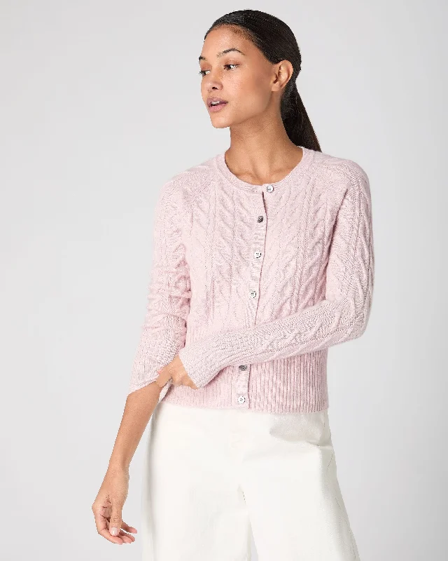 Women's Myla Cable Cashmere Cardigan Quartz Pink