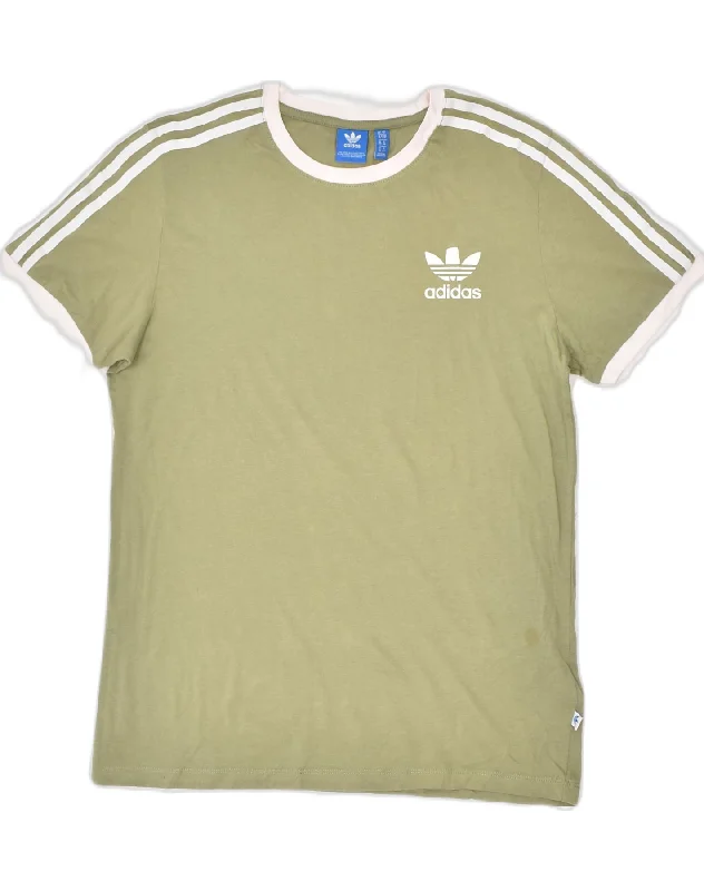 ADIDAS Womens Oversized T-Shirt Top UK  10 Small Khaki Cotton